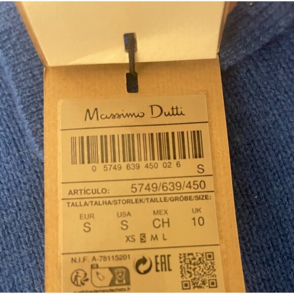 Massimo Dutti Womens Cardigan Sweater Small Blue Knit Wool Cashmere 5749/639 NWT - Picture 5 of 14
